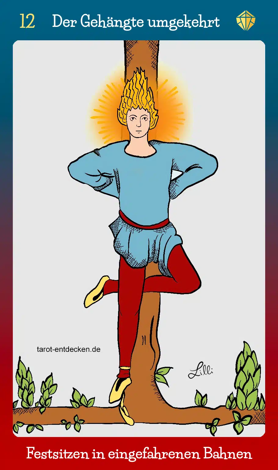 Tarotkarte "Der Gehängte" umgekehrt mit Bedeutung