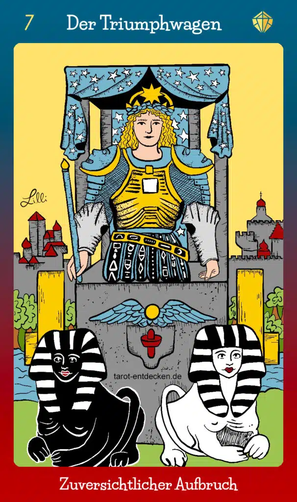 Tarotkarte "Der Wagen" mit der Nr. 7 im Tarot