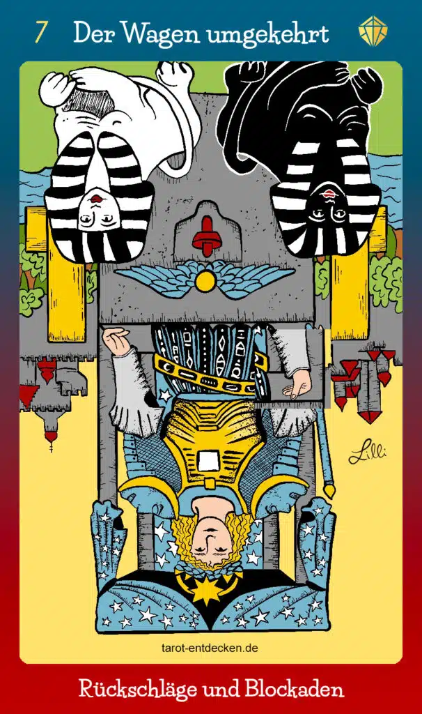 Tarotkarte "Der Wagen" umgekehrt mit Bedeutung