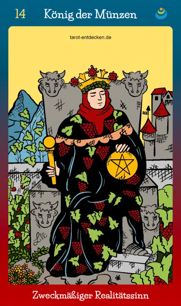 Tarotkarte "König der Münzen" im Tarot